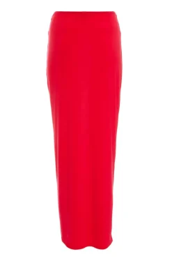 Quiz Red Ruched Split Maxi Skirt Sale