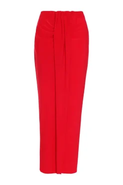 Quiz Ruched Split Maxi Skirt Red Outlet