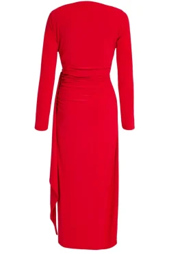 Quiz Red Ruffle Side Midi Dress New