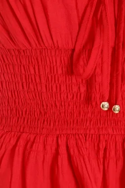 Quiz Ruffle Tie Playsuit Red Clearance
