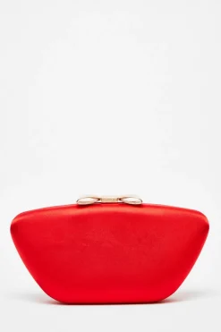 Quiz Red Satin Bow Detail Box Bag Sale
