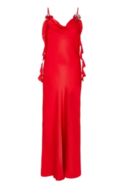 Quiz Satin Corsage Midaxi Dress Red Best