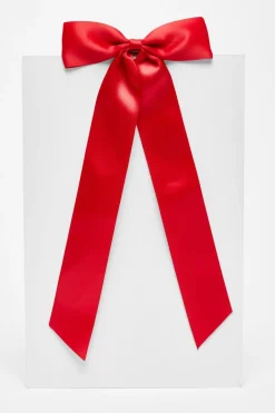 Quiz Satin Hair Bow Clip Red Outlet