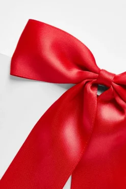 Quiz Satin Hair Bow Clip Red Outlet