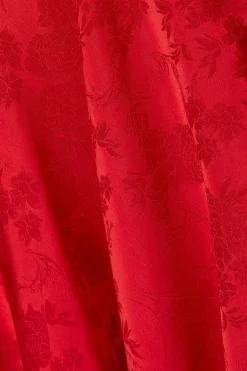 Quiz Satin Jacquard Mini Dress Red Best