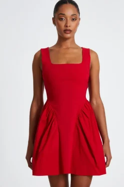 Quiz Red Scoop Back Skater Dress Discount