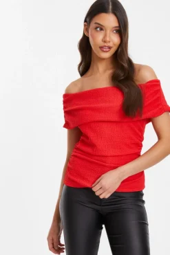 Quiz Textu Bardot Top Red Online