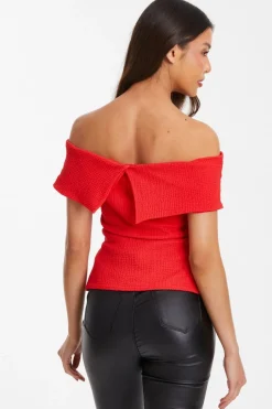 Quiz Textu Bardot Top Red Online