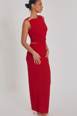 Quiz Red Textured Crop Top Best
