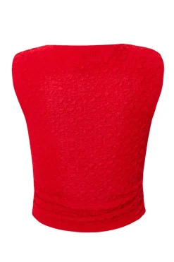 Quiz Red Textured Crop Top Best