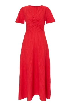 Quiz Red Textured Knot Midi Dress Discount