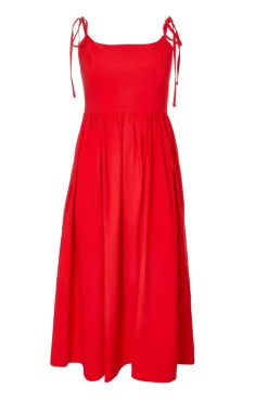 Quiz Red Tie Shoulder Midi Dress Outlet