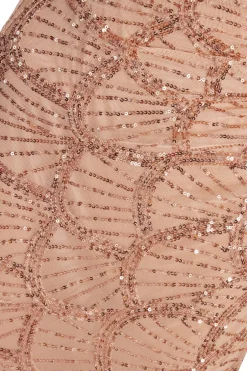 Quiz Rose Gold Sequin Fishtail Maxi Dress Outlet