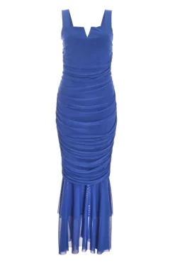 Quiz Royal Blue Mesh Frill Hem Midaxi Dress Sale
