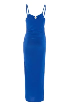 Quiz Royal Ruched Maxi Dress Blue Best