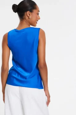 Quiz Royal Blue Satin Vest Top Sale