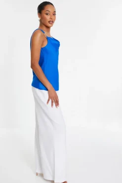 Quiz Royal Blue Satin Vest Top Sale