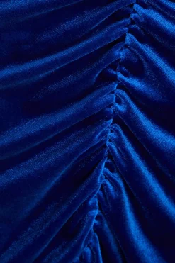 Quiz Royal Blue Velvet Bardot Maxi Dress Clearance