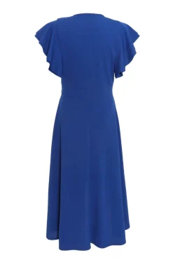 Quiz Royal Blue Wrap Frill Sleeve Midi Dress Outlet