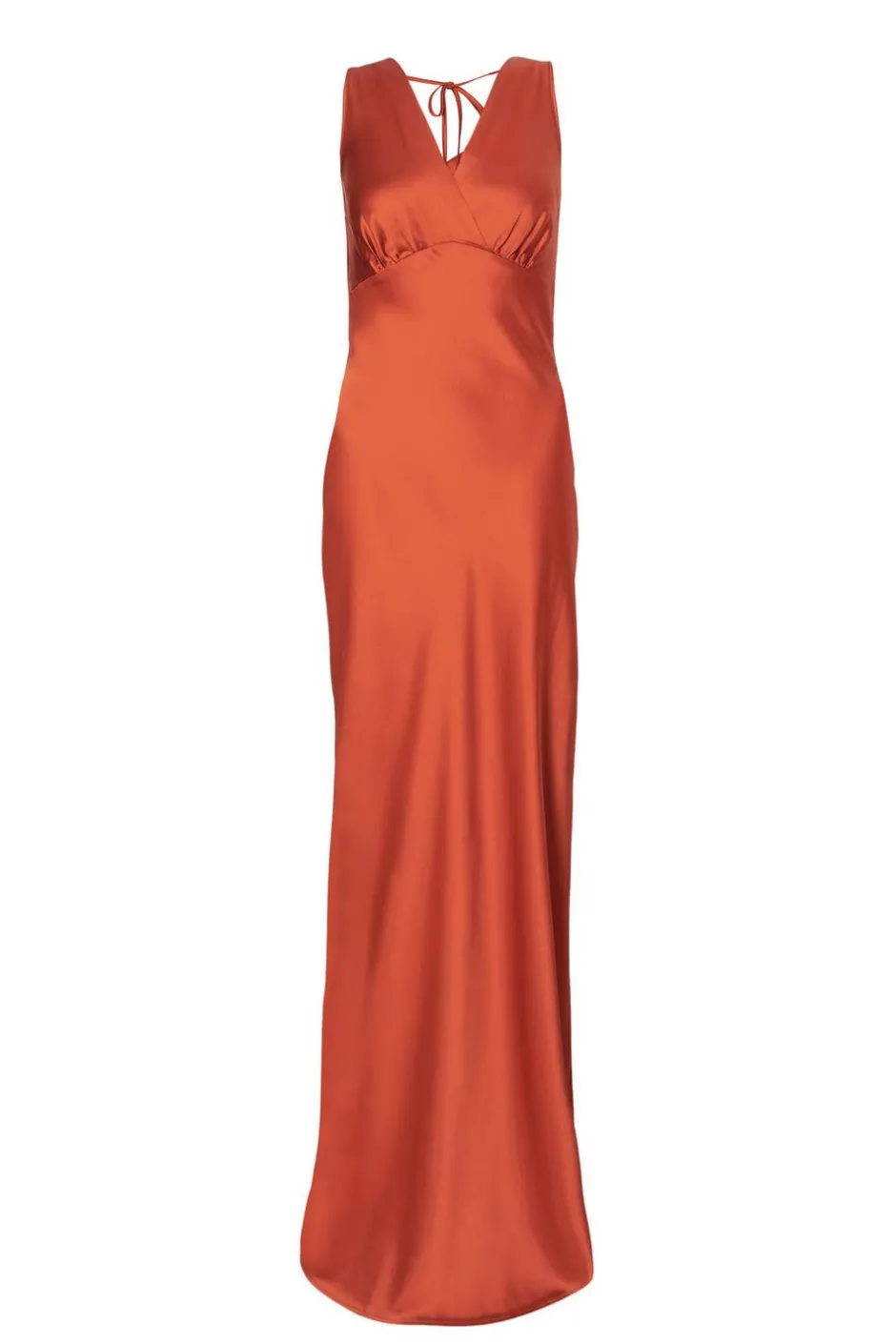 Quiz Satin Cowl Back Maxi Dress Rust Clearance