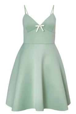 Quiz Bow Front Skater Dress Sage New