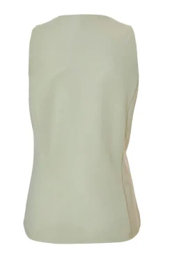 Quiz Button Front Waistcoat Sage