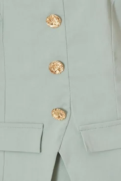 Quiz Frill Sleeve Jumpsuit Sage Discount