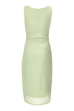 Quiz Mesh Buckle Detail Midi Dress Sage