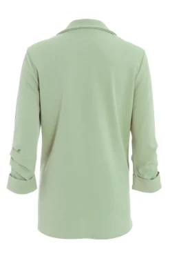 Quiz Ruched Sleeve Blazer Sage Clearance