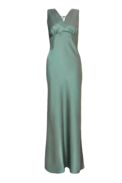 Quiz Satin Cowl Back Maxi Dress Sage Online