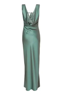 Quiz Satin Cowl Back Maxi Dress Sage Online