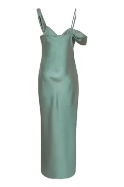 Quiz Satin Drop Shoulder Maxi Dress Sage