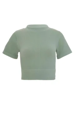 Quiz Seamless Crop Top Sage Discount