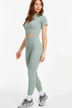 Quiz Seamless Crop Top Sage Discount