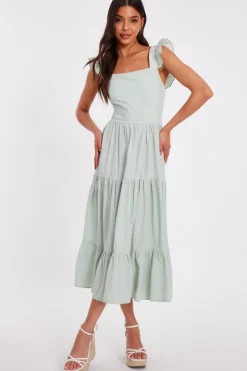 Quiz Sage Tiered Midi Dress Discount