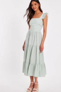 Quiz Sage Tiered Midi Dress Discount