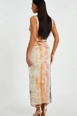 Quiz Satin Marble Print Crop Top New