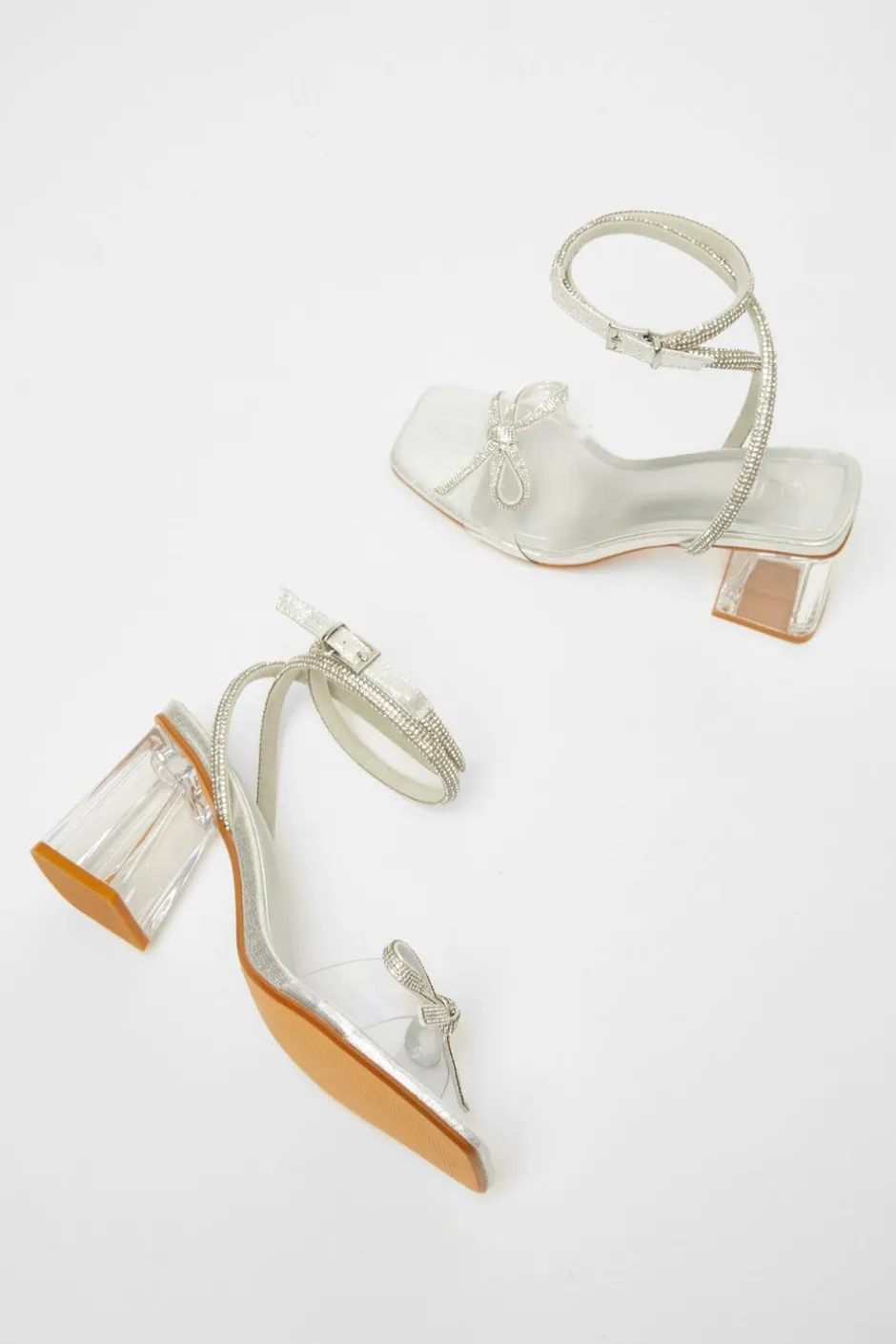 Quiz Silver Bow Heeled Sandals Discount