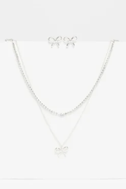 Quiz Bow Jewellery Set Silver Hot