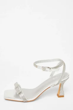 Quiz Diamante Bow Front Heels Silver Best