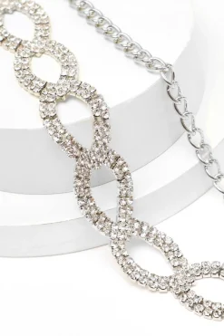 Quiz Silver Diamante Chain Belt Online