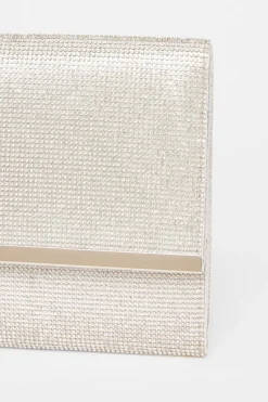 Quiz Silver Diamante Envelope Clutch Bag Hot