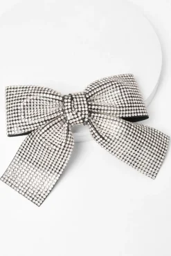 Quiz Silver Diamante Hair Bow Discount