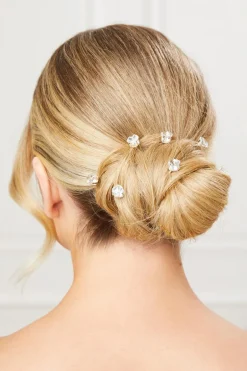 Quiz Silver Diamante Hair Pins