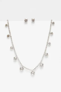 Quiz Silver Diamante Jewellery Set Outlet