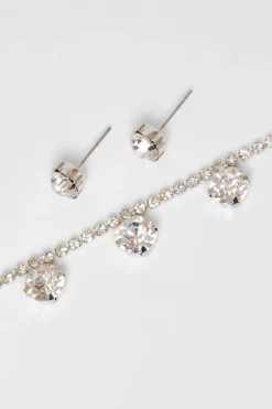 Quiz Silver Diamante Jewellery Set Outlet