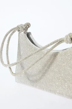 Quiz Silver Diamante Knot Shoulder Bag Best