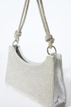 Quiz Silver Diamante Knot Shoulder Bag Best