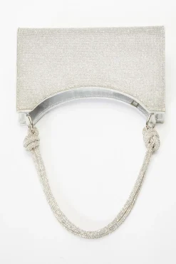 Quiz Silver Diamante Knot Shoulder Bag Best