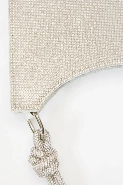 Quiz Silver Diamante Knot Shoulder Bag Best